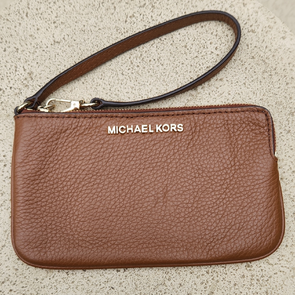Michael Kors Brown Leather Wristlet